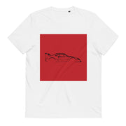 Unisex Organic Cotton Automotive  T-shirt / Black on Red Spec