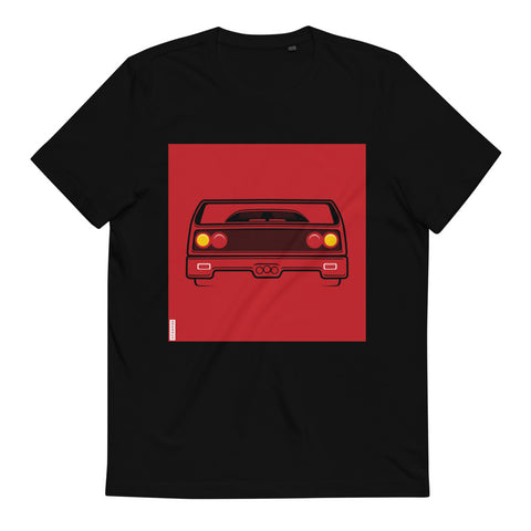 Unisex Organic Cotton Automotive T-Shirt | Black on red spec