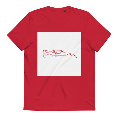 Unisex Organic Cotton Automotive T-shirt / Red on White Spec