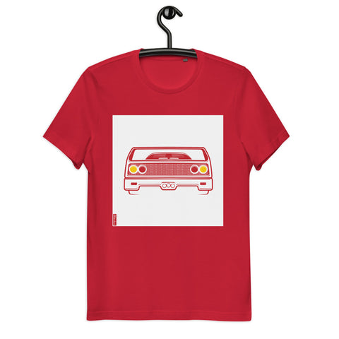Unisex Organic Cotton Automotive  T-Shirt / Red on white spec